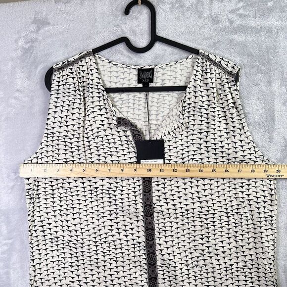 Swildens NWT Tank Top Women's Large**READ Viscose Summer Cream Black Geometric - Picture 11 of 14